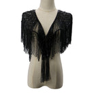 8859 - Black Beaded Shawl, Chevron Pattern boho clothing, festival outfit, hippie style apparel | Elevated Hippie