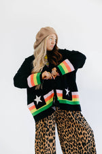Black Saturn Oversized Boxy Cardigan