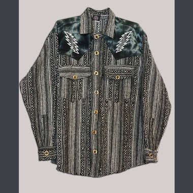 Heavy Brushed Cotton Stripe Long Sleeve Shirt w/ embroidery - The Elevated Hippie