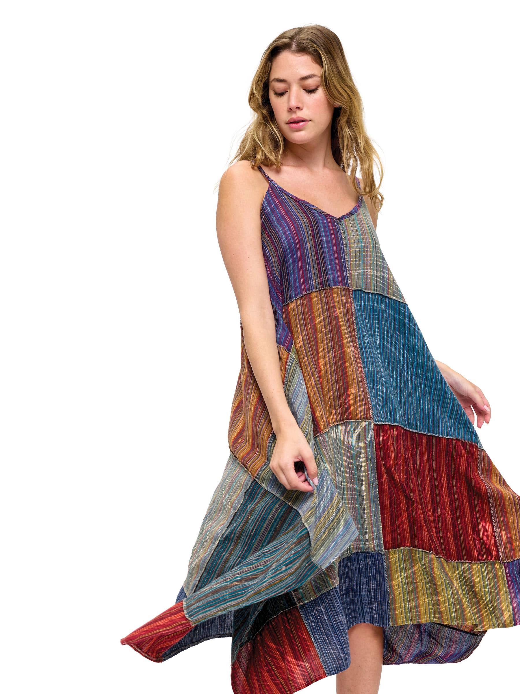 Gypsy Vintage Washed Patchwork Dress boho clothing, festival outfit, hippie style apparel | Elevated Hippie