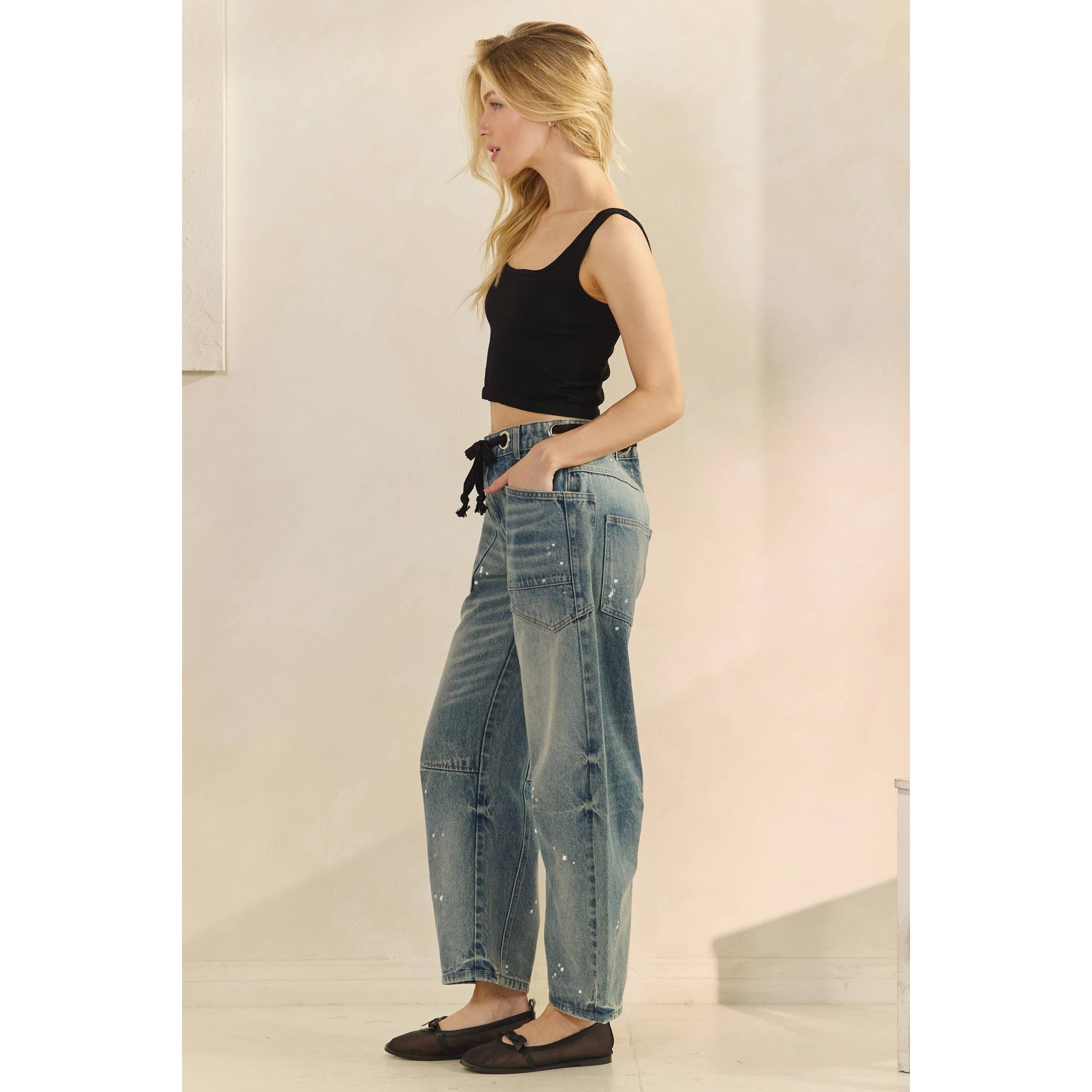 Veveret Horseshoe Jeans with Belt Detail – Relaxed Wide Leg Denim boho clothing, festival outfit, hippie style apparel | Elevated Hippie