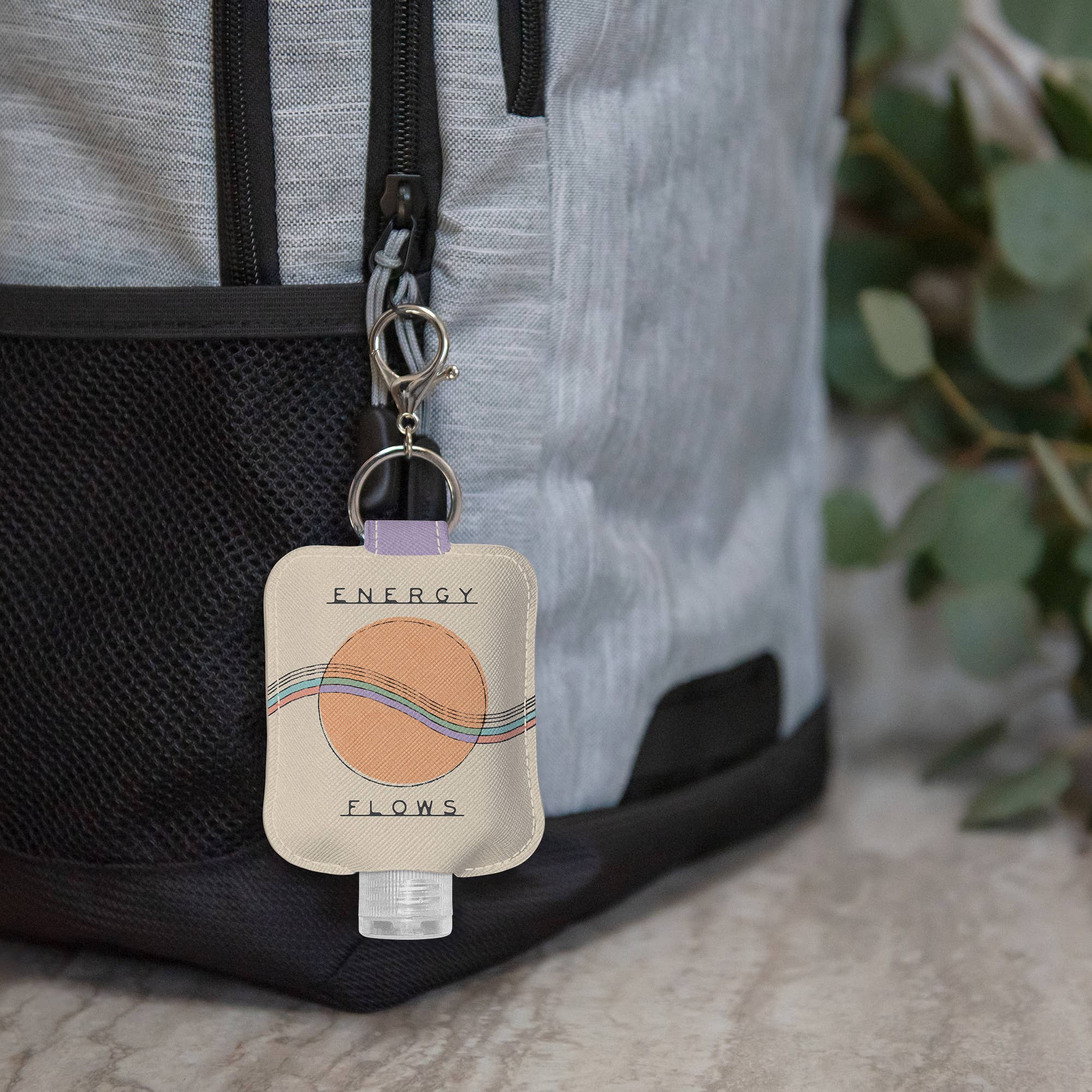 Energy Flows Hand Sanitizer Holder with Travel Bottle boho clothing, festival outfit, hippie style apparel | Elevated Hippie