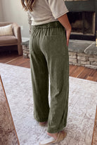 Jungle Green Mineral Wash Flare Leg Drawstring Pants