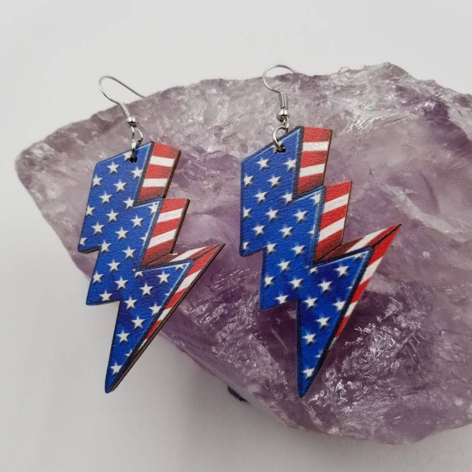 Patriotic Stars and Stripes Lightning Bolt - 4th of July boho clothing, festival outfit, hippie style apparel | Elevated Hippie