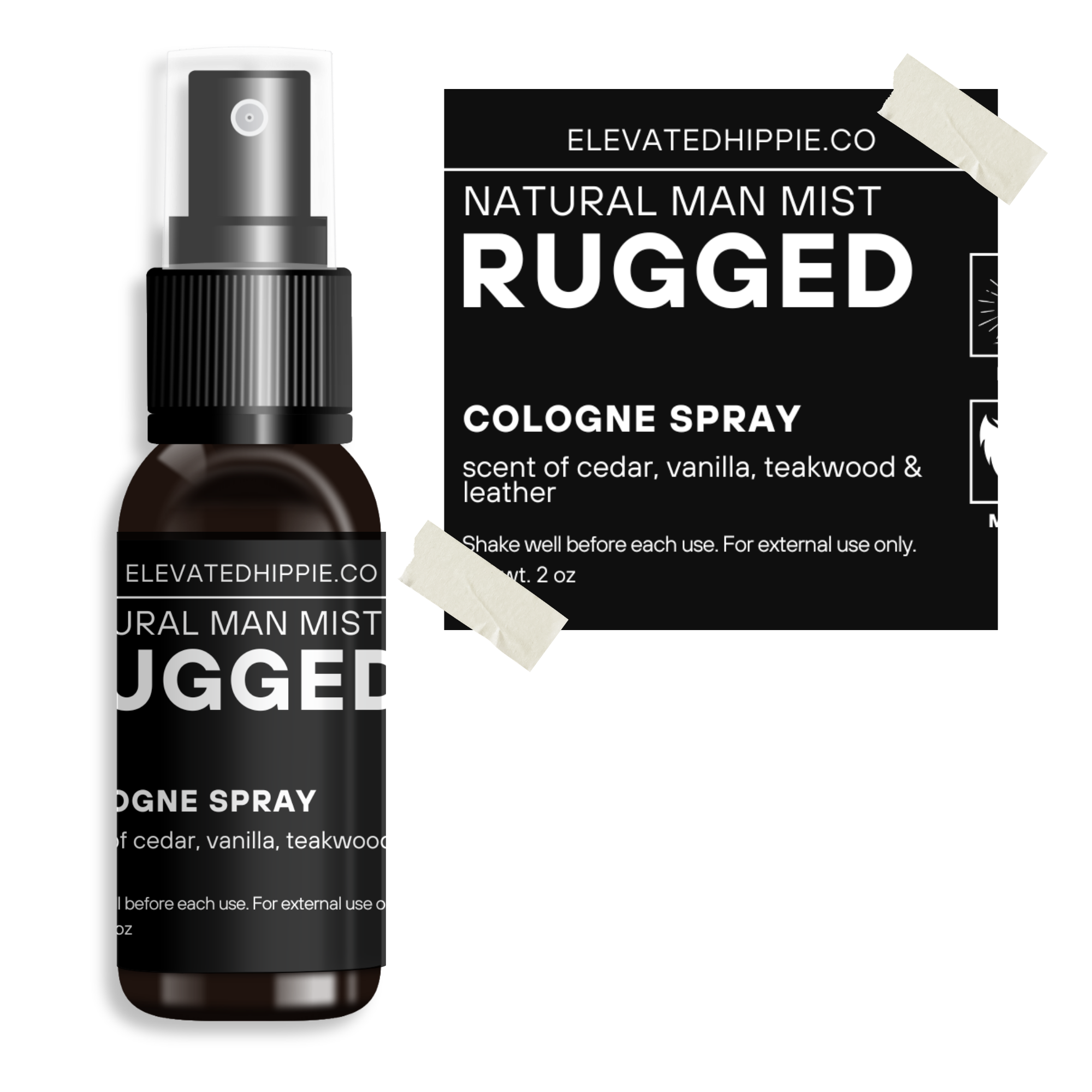 Rugged Natural Man Mist Cologne Spray – Cedar, Vanilla, Teakwood & Leather boho clothing, festival outfit, hippie style apparel | Elevated Hippie