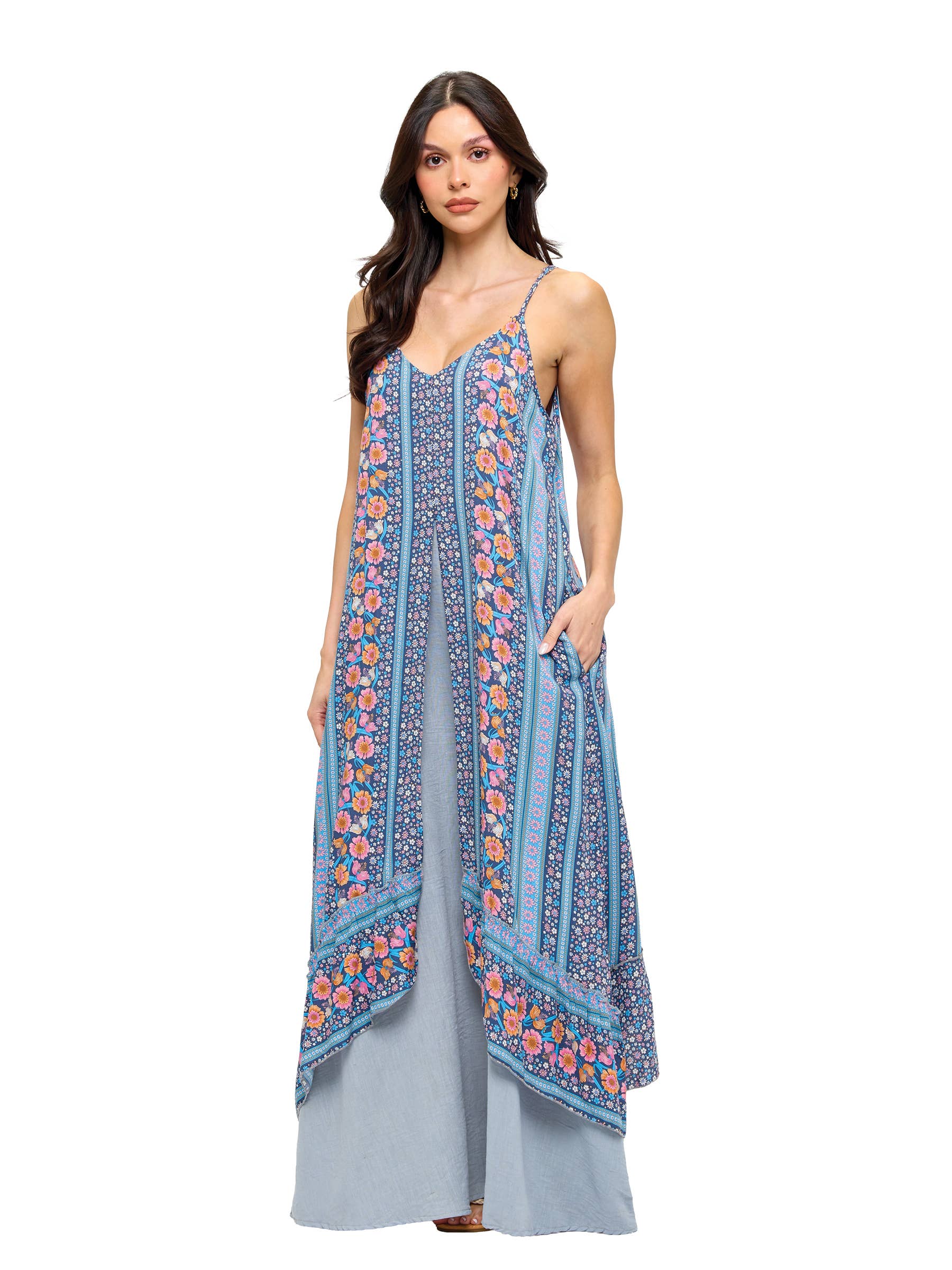 Dreamy Floral Double-Layer Maxi Dress boho clothing, festival outfit, hippie style apparel | Elevated Hippie