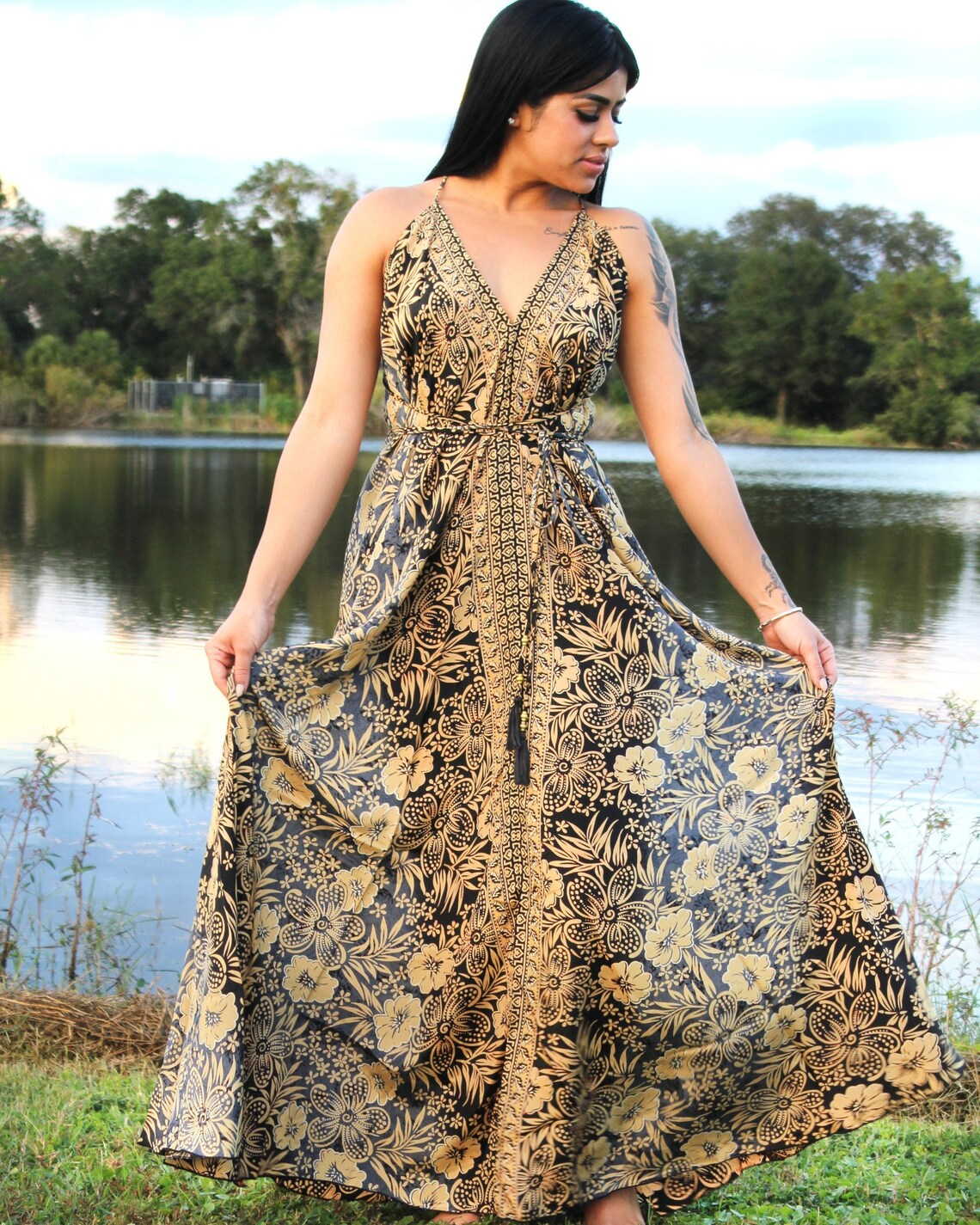 Boho Maxi Dress, Soft fabric -Case of Mixed Colors- boho clothing, festival outfit, hippie style apparel | Elevated Hippie