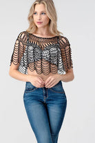 Sexy Metallic Beaded Shawl Crochet Poncho boho clothing, festival outfit, hippie style apparel | Elevated Hippie