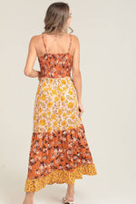 V-Neck Twist Front Cut-Out Patchwork Maxi Dress - The Elevated Hippie