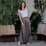 Boho Bias-Cut Skirt in Plaid Print & Stripe, Mixed Media  - The Elevated Hippie
