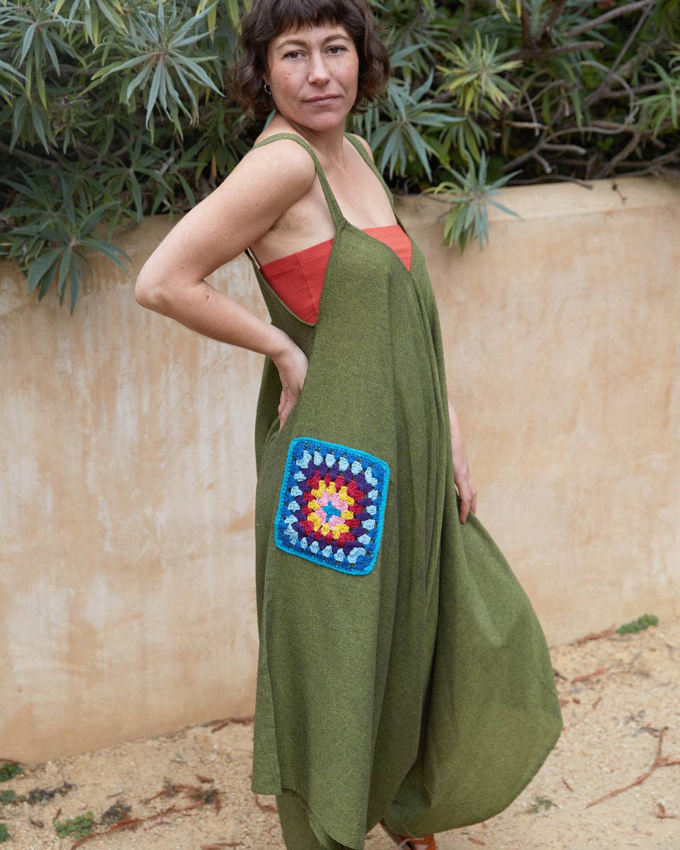 Granny Square Jumpsuit boho clothing, festival outfit, hippie style apparel | Elevated Hippie