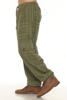 Men’s Patchwork Stripe Cotton Joggers – Boho Festival Pants boho clothing, festival outfit, hippie style apparel | Elevated Hippie