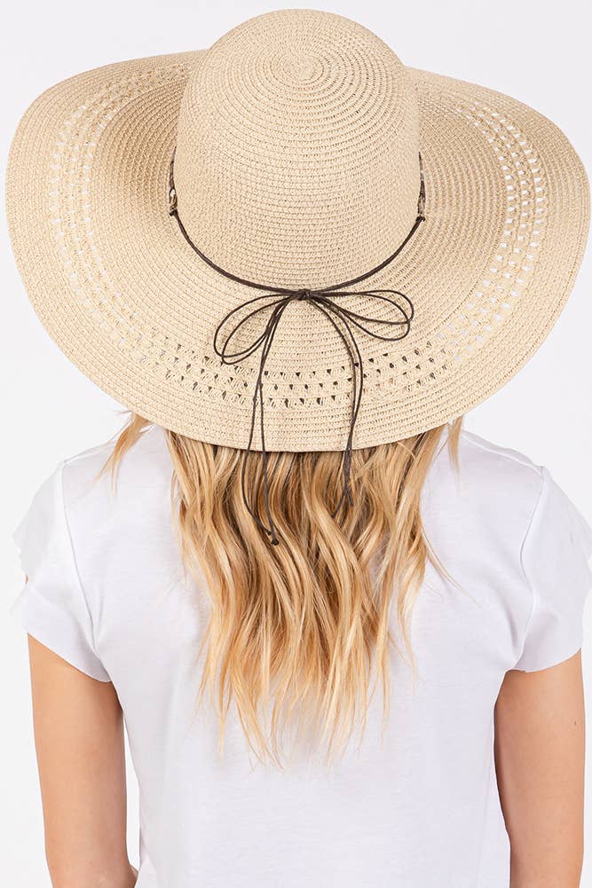 Evil Eye and Multi Design Band Wide Brim Straw Hat boho clothing, festival outfit, hippie style apparel | Elevated Hippie