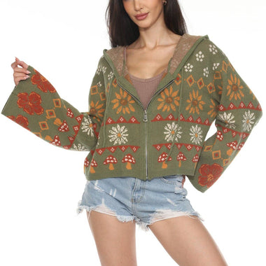 Fair Isle Mushroom Zip Hoodie