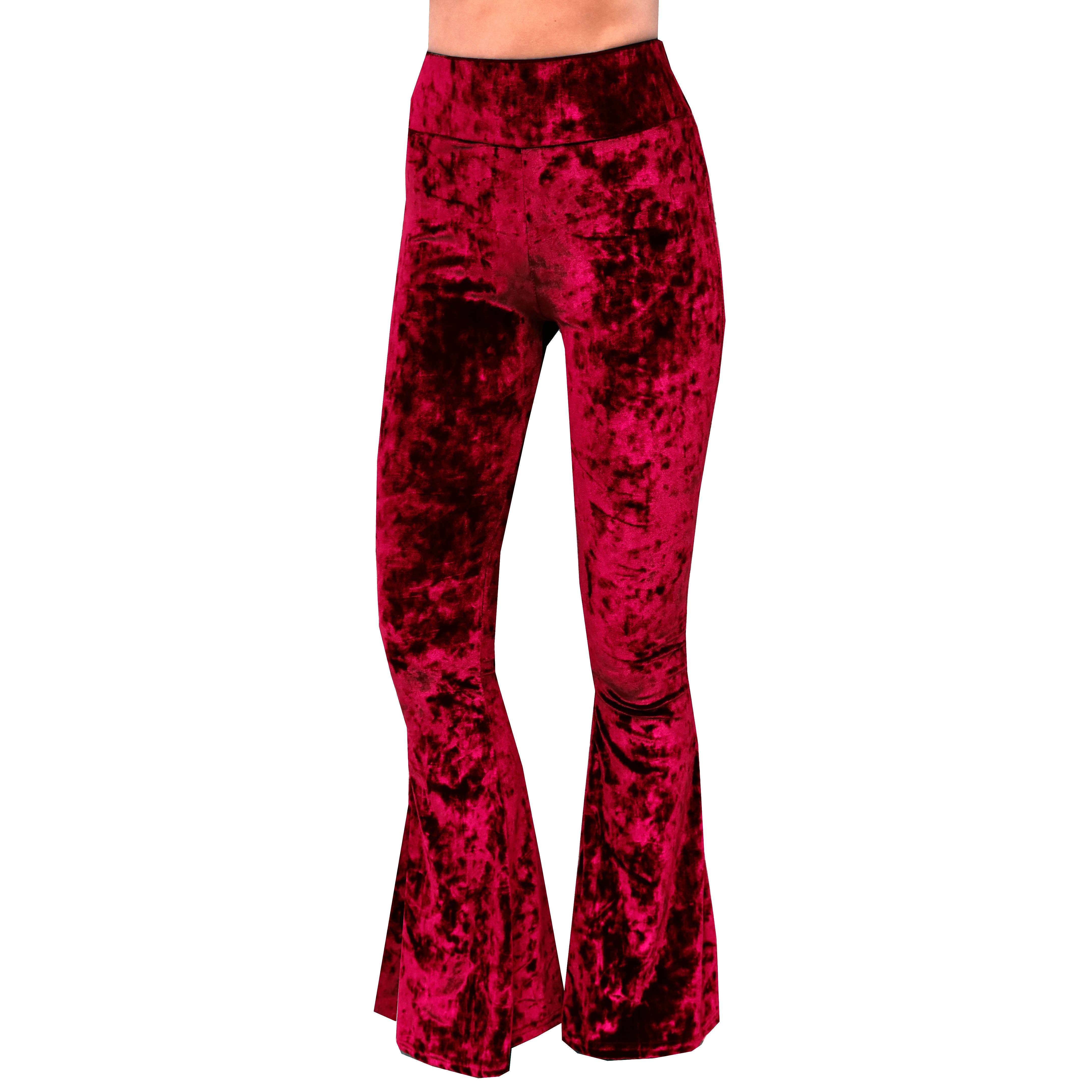 Velvet Bell Bottoms - Red - The Elevated Hippie