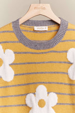 Daisy Patched Striped Sweater - The Elevated Hippie