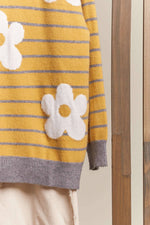 Daisy Patched Striped Sweater - The Elevated Hippie