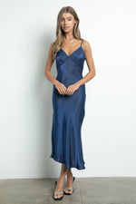 Blue Iridescent midi slip dress