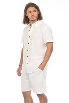 Cotton Slub Button Down Mens Short Sleeve Shirt boho clothing, festival outfit, hippie style apparel | Elevated Hippie