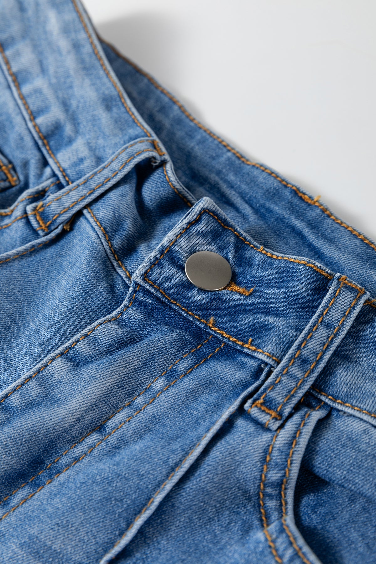 Dusk Blue Piping Seam Flare Leg Pocket Jeans
