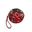 Round Embroidered Floral Leather "Bella" Coin Purse Pouch boho clothing, festival outfit, hippie style apparel | Elevated Hippie