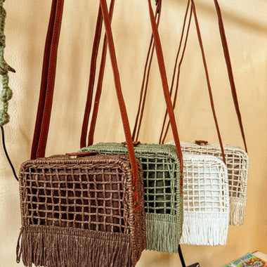 Boho Raffia Natural Palm Straw Basket Bag, Purse Tote - The Elevated Hippie