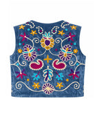 Boho Retro Flower Embroidered Women Velvet Vest boho clothing, festival outfit, hippie style apparel | Elevated Hippie