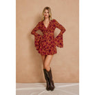 Canyon Still Double Ruffled Sleeve Mini Dress - The Elevated Hippie