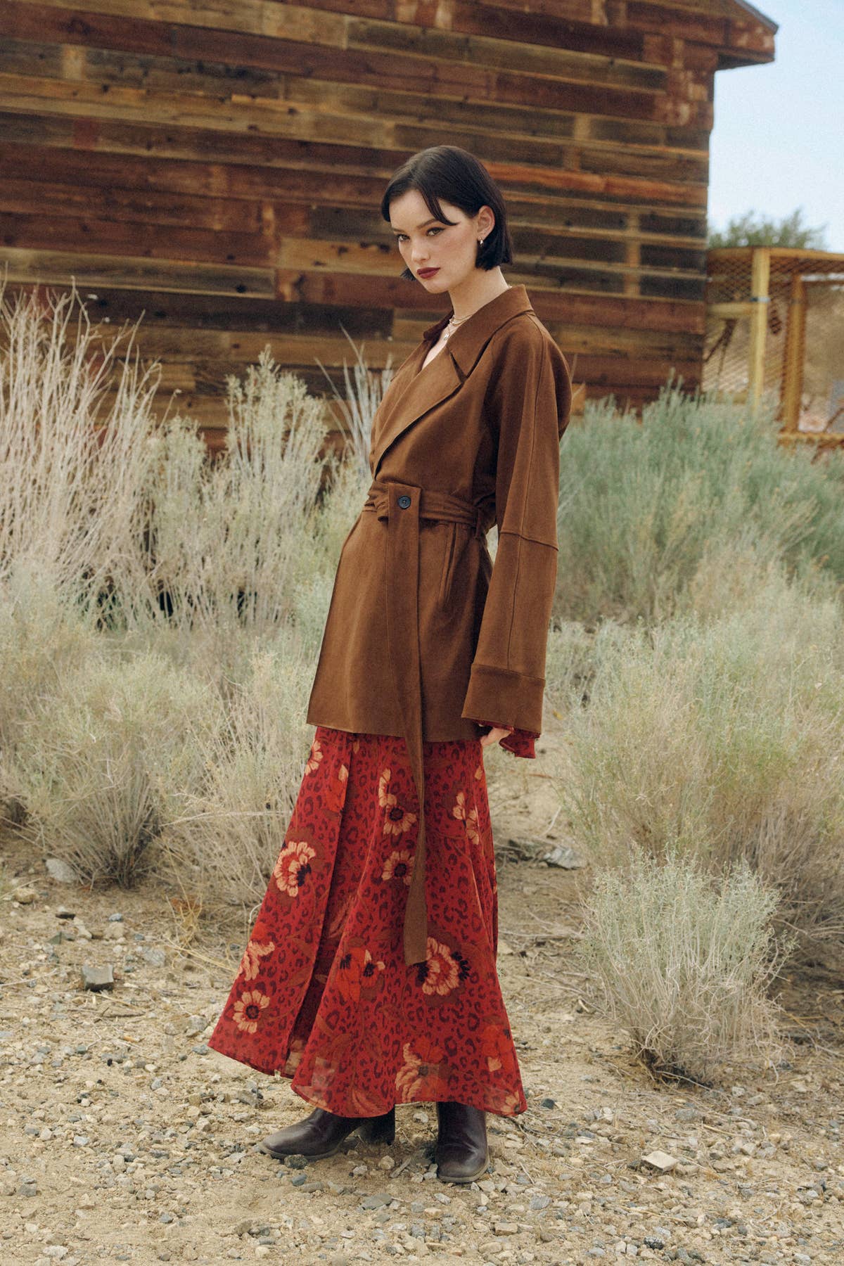 Harvest Mirage Ruffled Bell Sleeve Maxi Dress - The Elevated Hippie