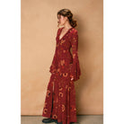 Harvest Mirage Ruffled Bell Sleeve Maxi Dress - The Elevated Hippie
