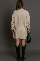 Parchment Floral Puff Sleeve Sweater Dress