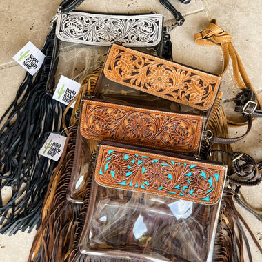 Hand Tooled Clear Purse Crossbody - Concert /Game Day Stadium