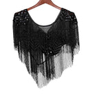 8859 - Black Beaded Shawl, Chevron Pattern boho clothing, festival outfit, hippie style apparel | Elevated Hippie