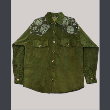 Solid Corduroy and Cotton Multi GD Print Men's shirt - The Elevated Hippie
