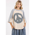 PEACE SIGN PATCH MINERAL WASH TOP