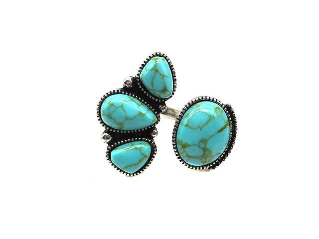 Western Turquoise Stone Cuff Ring boho clothing, festival outfit, hippie style apparel | Elevated Hippie