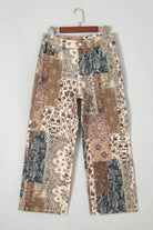 Khaki Patchwork Print Casual Jeans