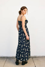 Dancing Moon Front Tie Slit Sleeveless Maxi Boho Floral Sleeveless Maxi Dress – Adjustable Straps, Side Slits, Lined – Summer Dress - The Elevated Hippie