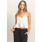 HYFVE Spaghetti Strap Peplum Top boho clothing, festival outfit, hippie style apparel | Elevated Hippie