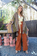 Western Colorful Crochet Patterned Ruana