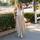Young Threads - Prairie Dream Wanderer Skirt W/Shirred Elastic Midi Skirt boho clothing, festival outfit, hippie style apparel | Elevated Hippie