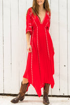 Short Sleeve Embroidery Handkerchief Maxi Dress - The Elevated Hippie