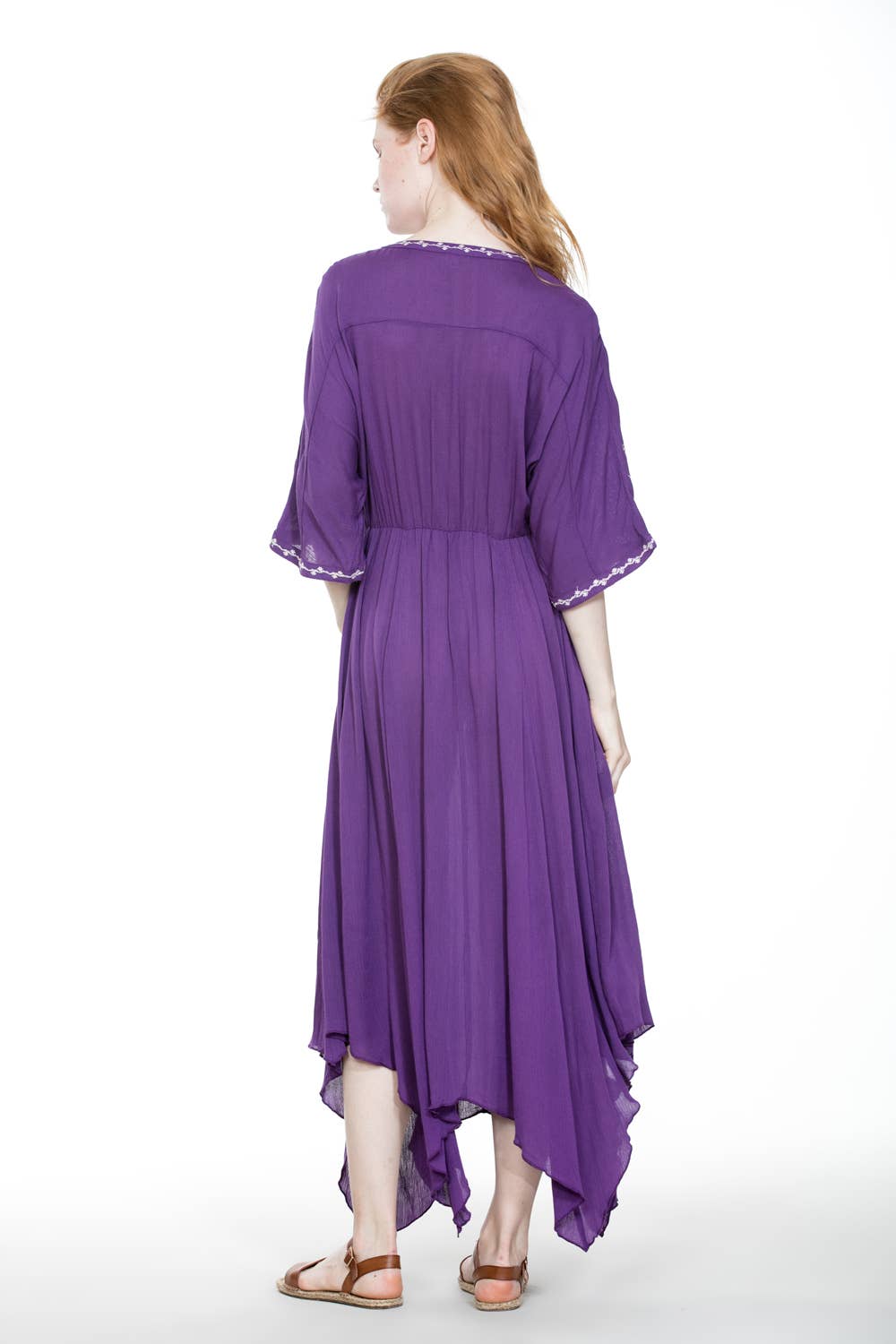 Short Sleeve Embroidery Handkerchief Maxi Dress - The Elevated Hippie