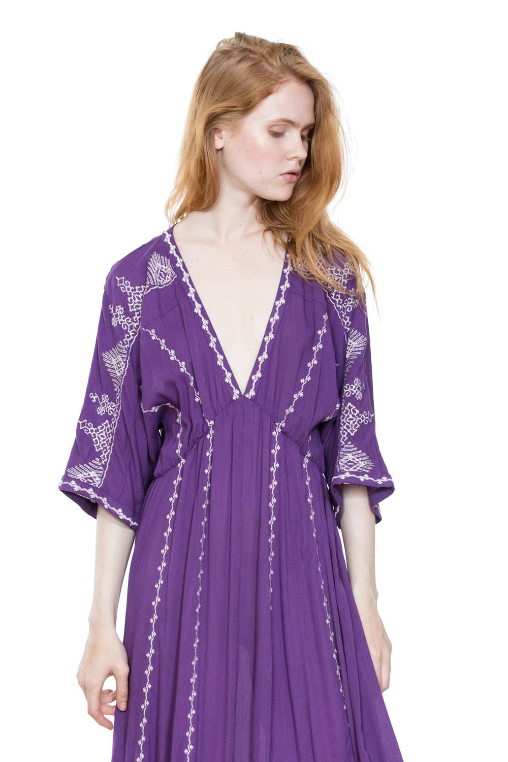 Short Sleeve Embroidery Handkerchief Maxi Dress - The Elevated Hippie
