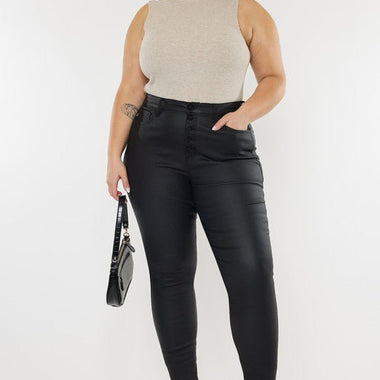 EXTENDED  High Rise Coated Ankle Skinny Jeans- Kan Can USA - The Elevated Hippie