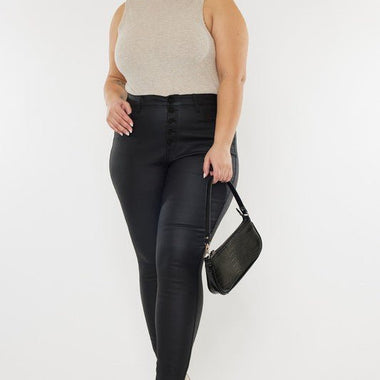 EXTENDED  High Rise Coated Ankle Skinny Jeans- Kan Can USA - The Elevated Hippie