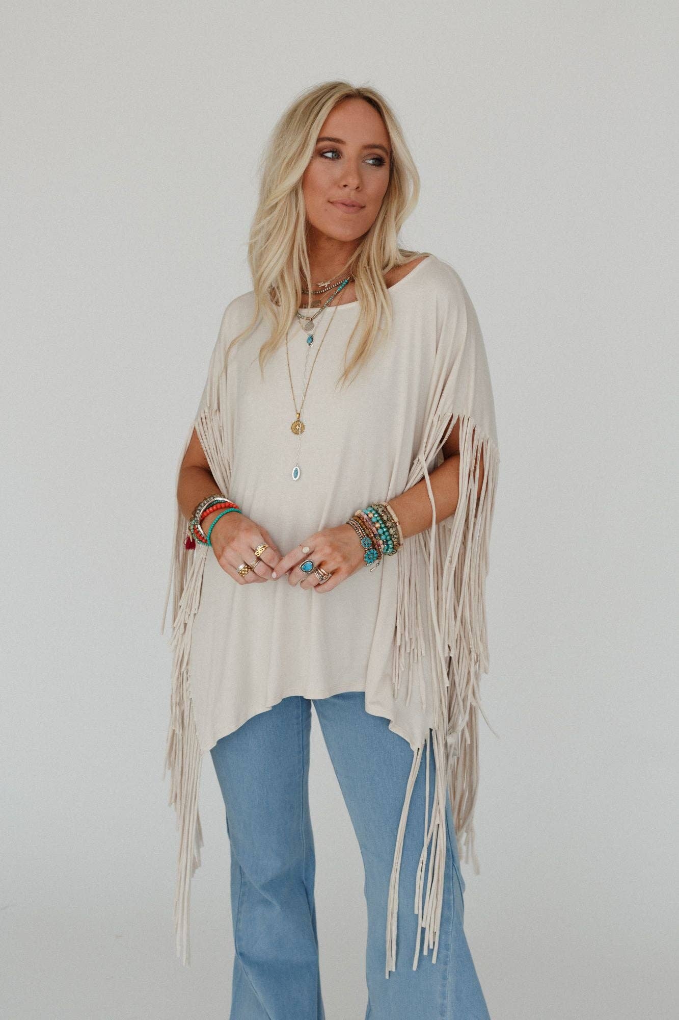 Western Showstopper Fringe Top - Oat boho clothing, festival outfit, hippie style apparel | Elevated Hippie