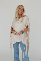Western Showstopper Fringe Top - Oat boho clothing, festival outfit, hippie style apparel | Elevated Hippie
