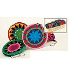 Mini Round Geometric Crochet Disk Coin Purse Keychain Pouch boho clothing, festival outfit, hippie style apparel | Elevated Hippie