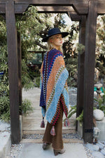 Western Colorful Crochet Patterned Ruana